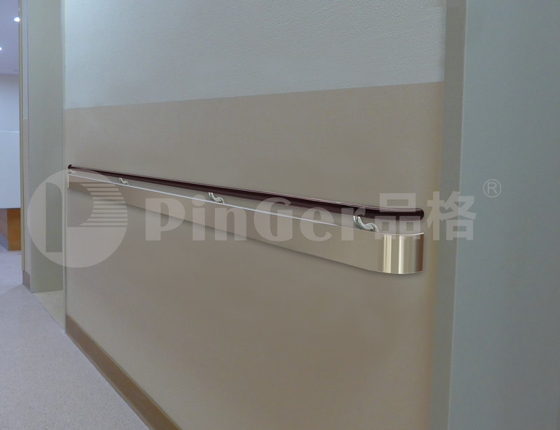 Solid Wood With Stainless Steel Wall Guard Handrail